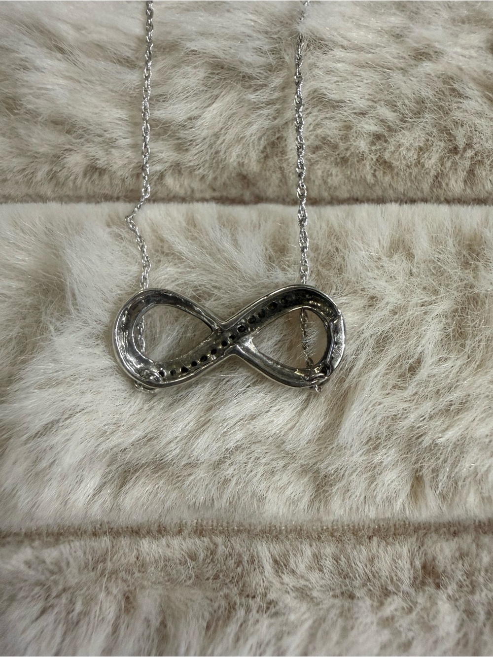925 Sterling Silver Infinity Pendant Necklace with Diamond Accents - Picture 8 of 10